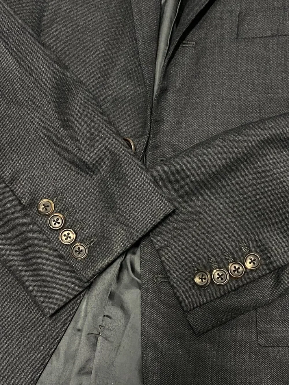 THOM BROWNE DARK GREY HANDMADE WOOL ROOL 3-BUTTON BLAZER JACKET
